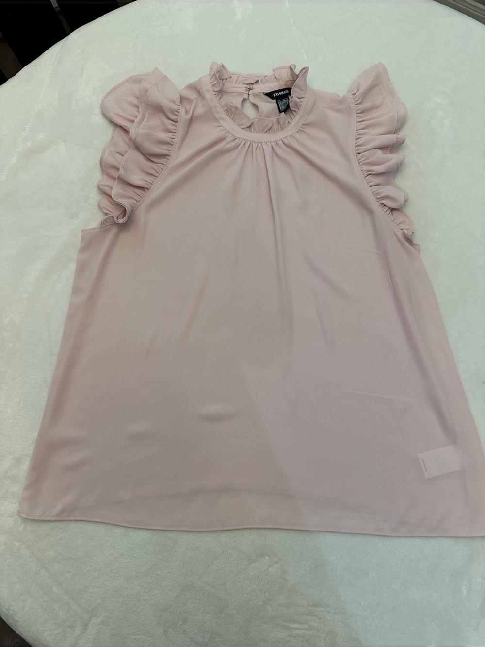 Express Light Pink Sleeveless Ruffle Blouse- Size Large